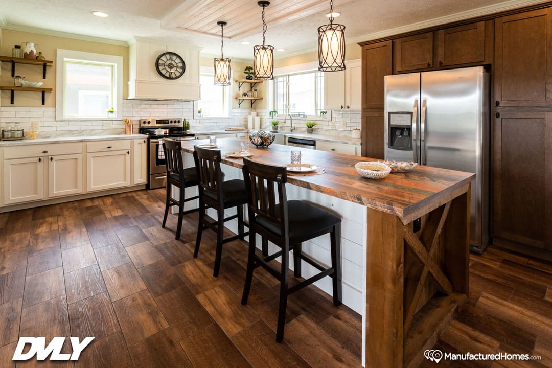 The adriel corner ½ rock fireplace kitchen home features