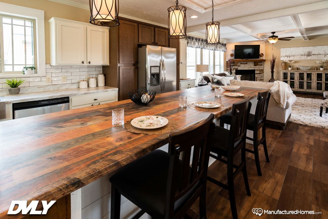 The adriel corner ½ rock fireplace kitchen home features