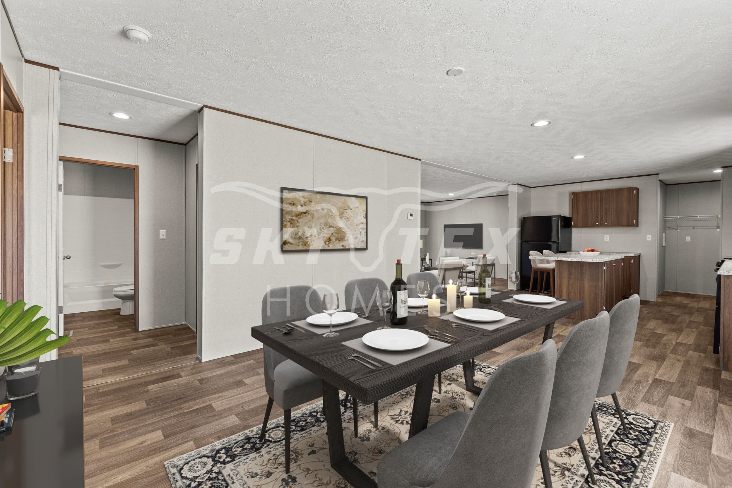 Oak interior and kitchen home features