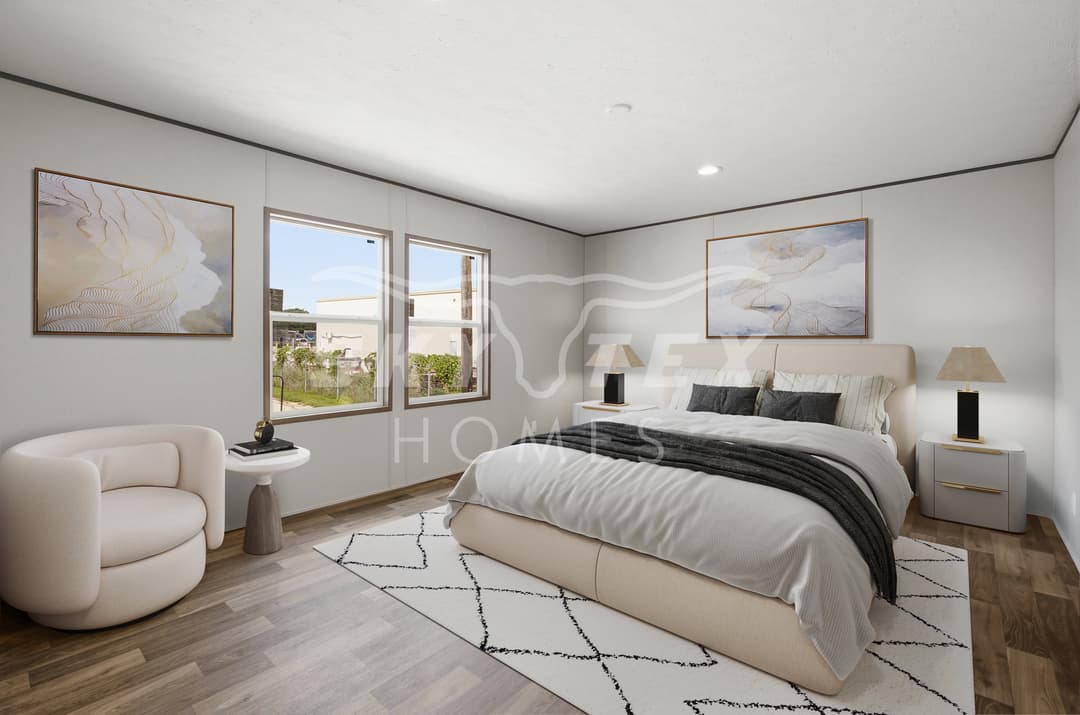 Redwood interior and bedroom home features