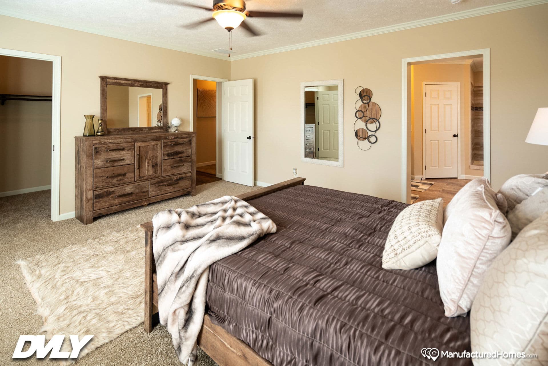 The adriel corner ½ rock fireplace bedroom home features
