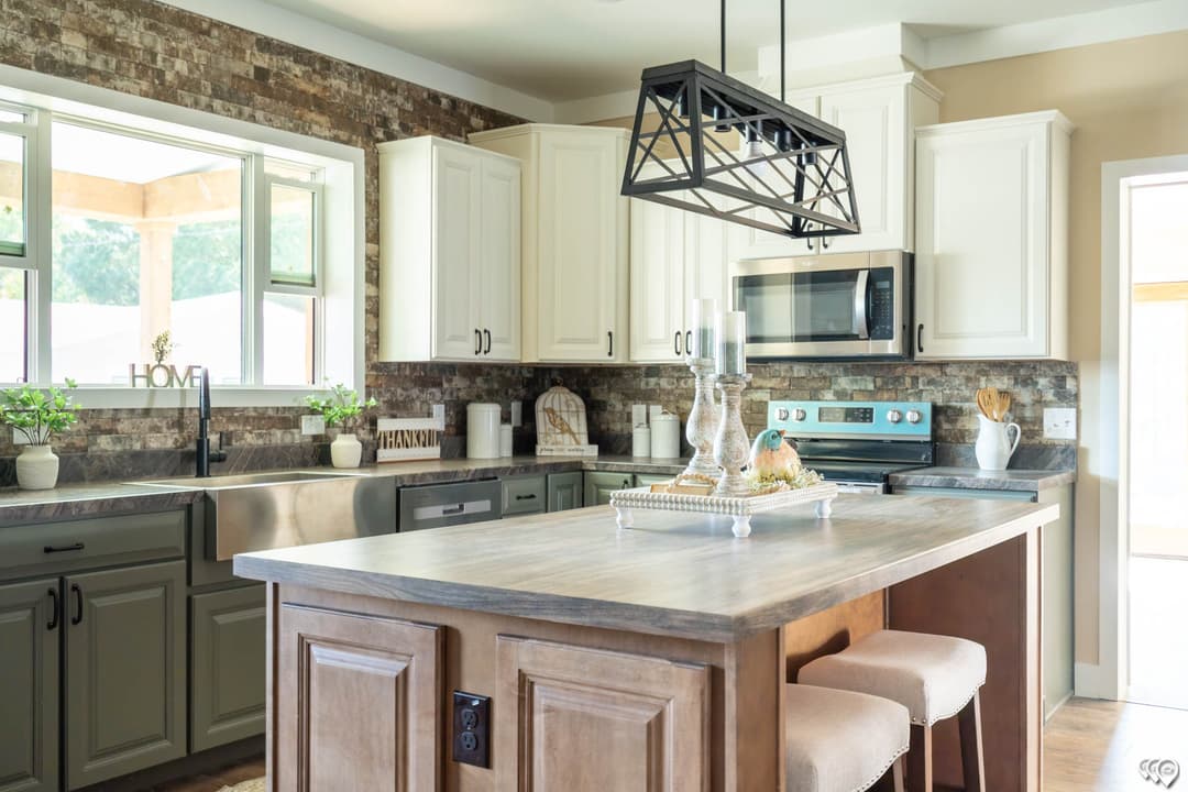 The barndominium 2 kitchen home features
