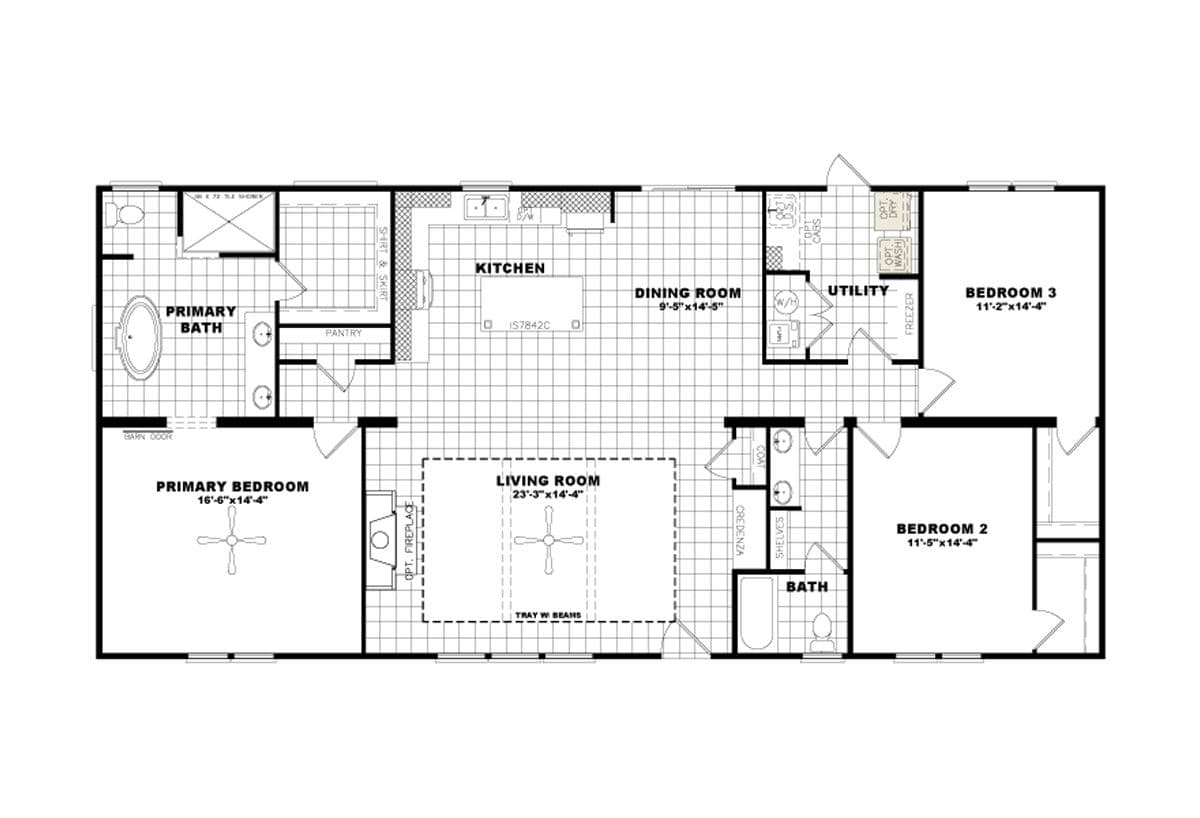 The mission floor plan home features