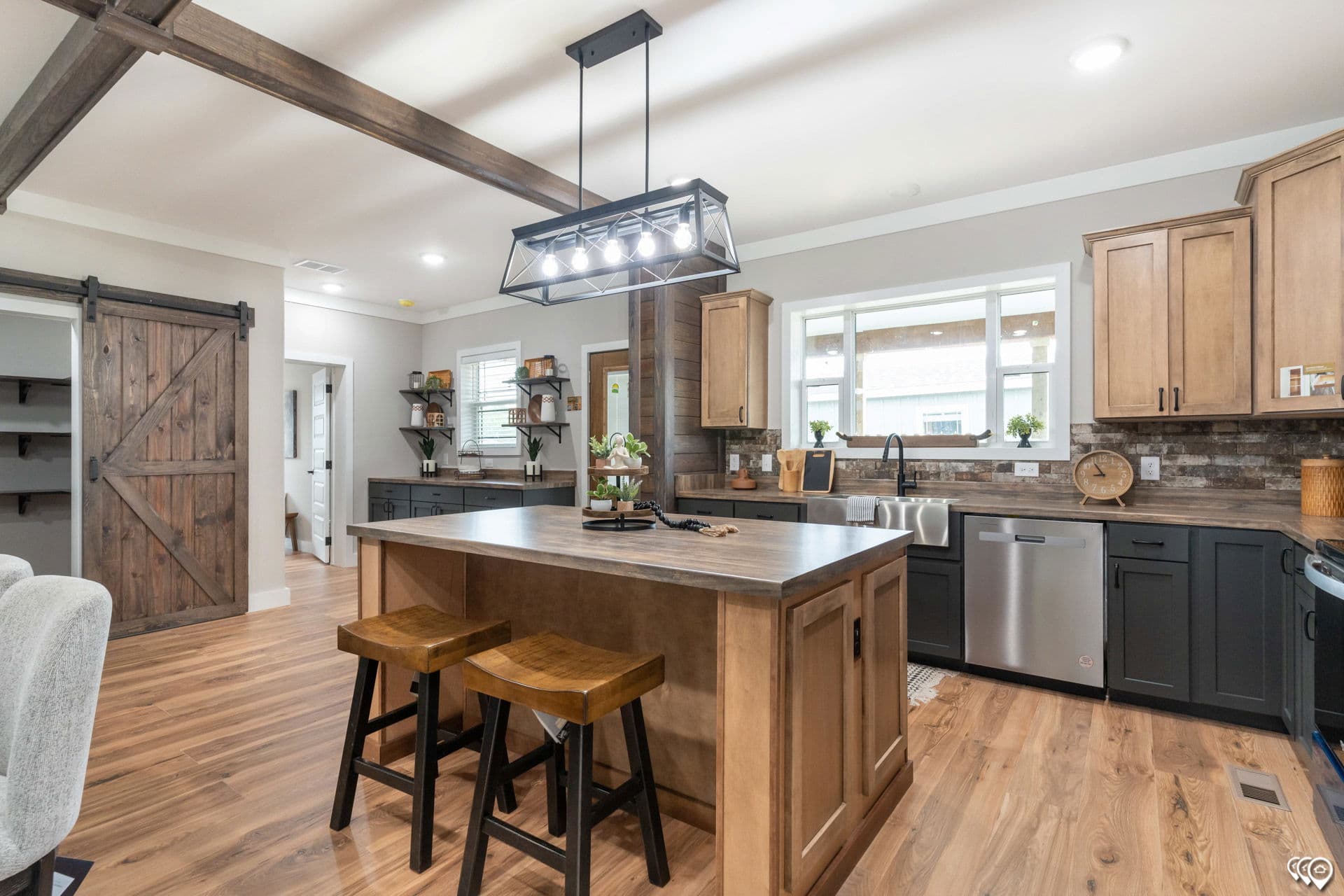 The barndominium kitchen home features