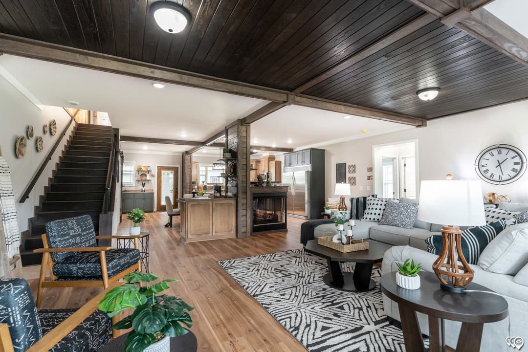 The barndominium interior home features