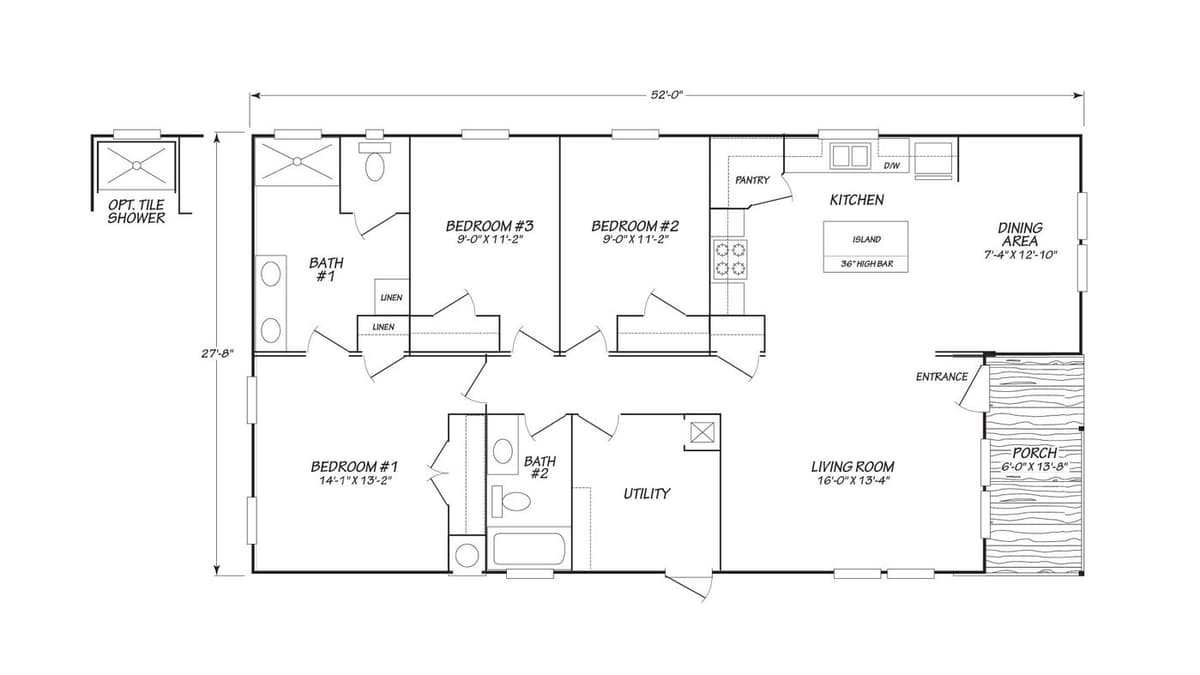 Eden doublewide series floor plan home features
