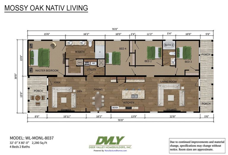WL-MONL-8037 double wide manufactured home